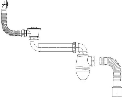 Сифон для мойки Unicorn АС23, 1 1/2" х40/50, со смещением, круглый перелив купить в СОМ