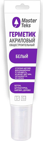 Герметик акриловый MasterTeks, общестроительный, белый, 80 мл купить в СОМ