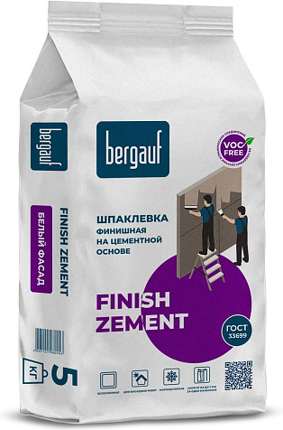 Шпатлевка цементная Bergauf Finish Zement, влагостойкая, 5 кг купить в СОМ