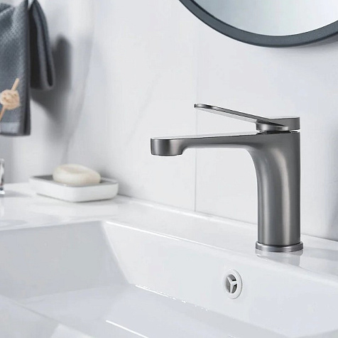 Смеситель для раковины Shevanik S6201T, латунь, оружейная сталь купить в СОМ