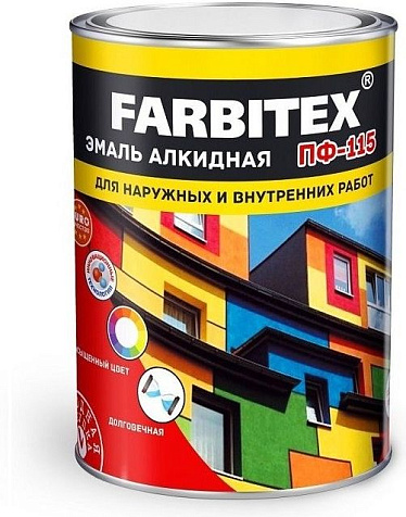 Эмаль ПФ-115 Farbitex, красная, 0.4 кг купить в СОМ