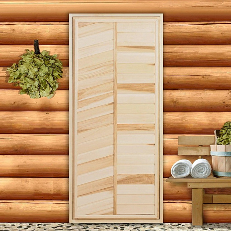 Дверь для бани и сауны,деревянная, из липы, глухая, 1700×700 м купить в СОМ