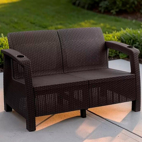 Диван Ротанг 127х70х79см коричневый без подушки купить в СОМ