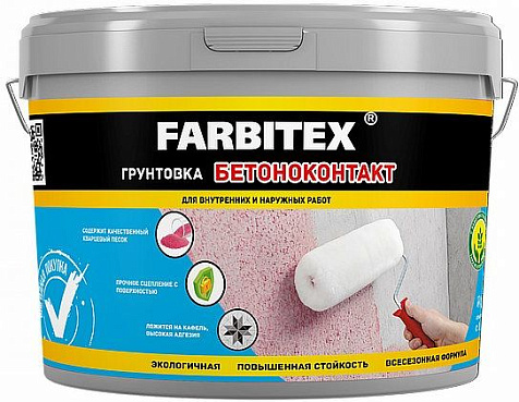 Грунтовка акриловая бетоноконтакт Farbitex, 7 кг купить в СОМ