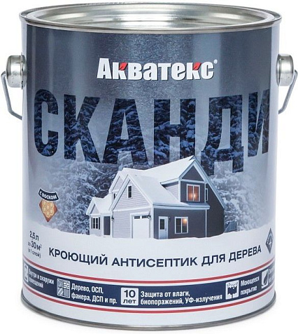 Антисептик кроющий Акватекс Сканди, бесцветный, 2.5 л купить в СОМ