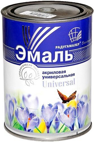 Эмаль акриловая универсальная Радуга, белая, 0.9 кг купить в СОМ