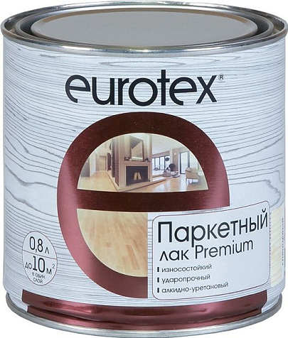 Лак паркетный Eurotex Premium, полуматовый, 0.8 л купить в СОМ