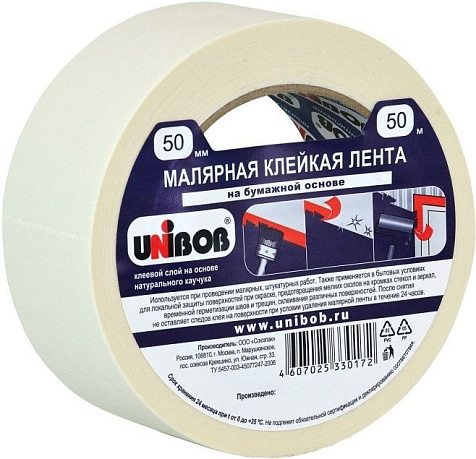 Лента малярная Unibob, 50 мм х 50 м купить в СОМ
