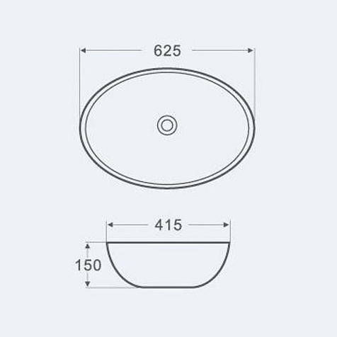 Раковина накладная Azario AZ-3077, 625 х415 х150 мм купить в СОМ