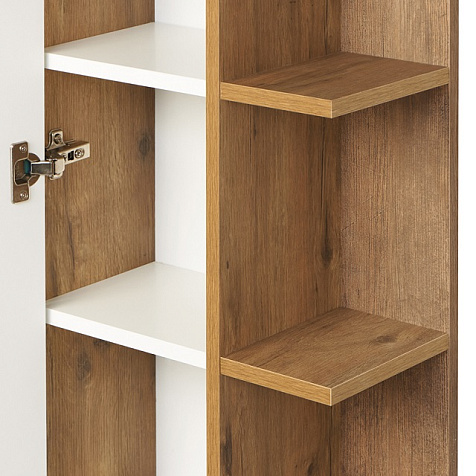 Пенал подвесной Акватон Сканди, с зеркалом, белый/дуб рустикальный купить в СОМ
