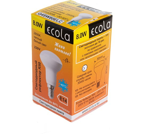 Лампа светодиод. R50  8Вт , Е14 2800 87х50 G4SW80ELC/Экола купить в СОМ