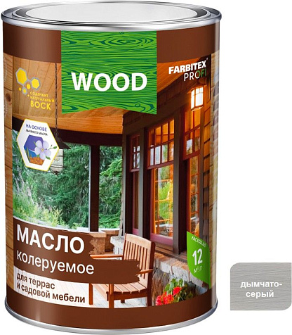 Масло Farbitex Profi Wood для террас и садовой мебели, дымчато-серый, 0.9 л купить в СОМ