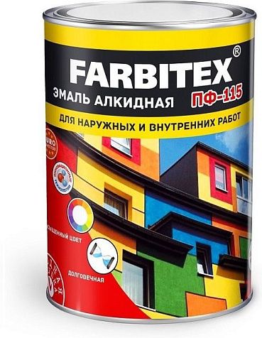 Эмаль ПФ-115 Farbitex, темно-серая, 0.8 кг купить в СОМ