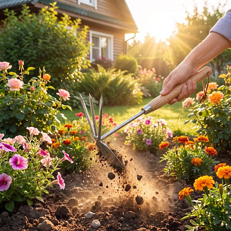 Мотыжка комбинированная OLOV Эколайн, удлиненная деревянная рукоятка купить в СОМ