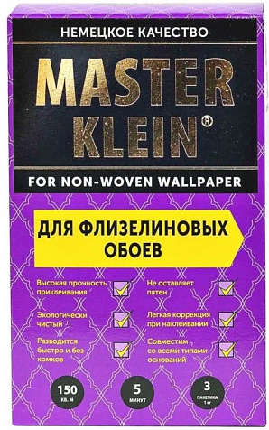 Клей обойный MASTER KLEIN для флизелиновых обоев, 1000 гр купить в СОМ